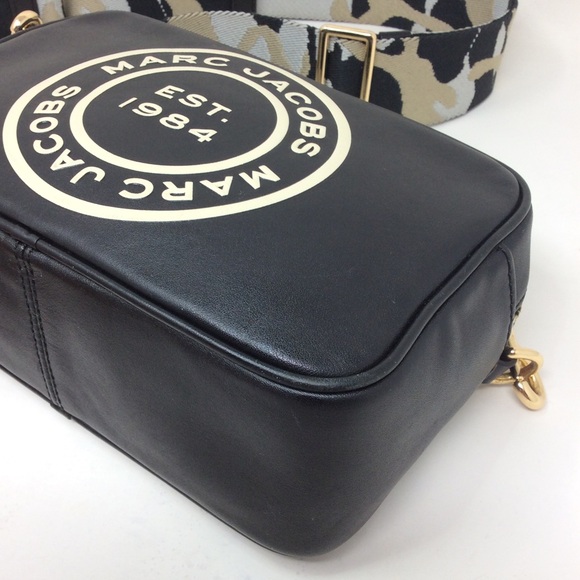 Marc Jacobs Signet Flash Black Smooth Leather Camo Camera Crossbody Bag - Picture 9 of 16